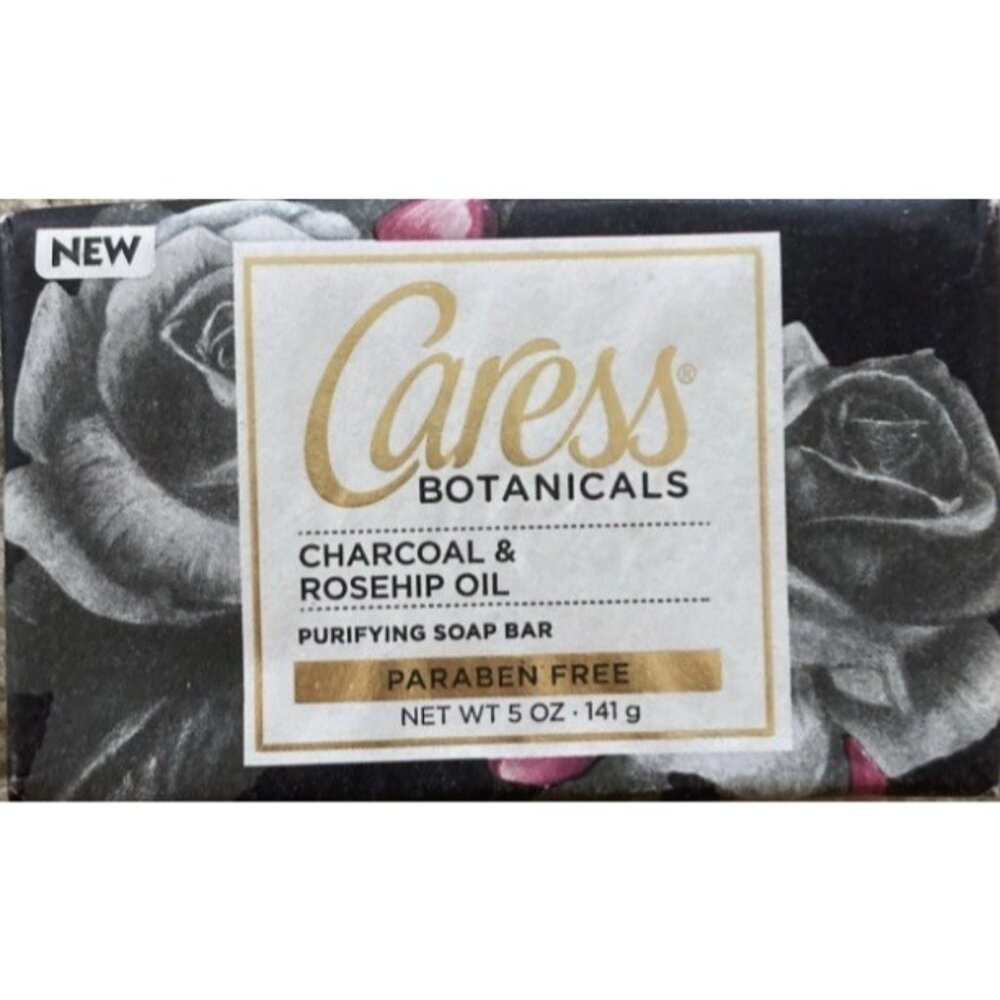 NEW Caress Botanicals Purifying Bar Soap Charcoal & Rosehip Oil 5 oz